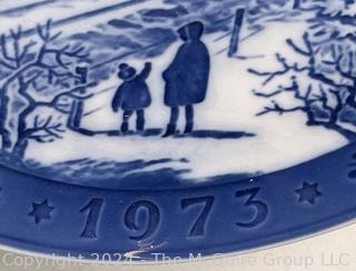 Eight (8) Blue & White Porcelain China Christmas Plates by Royal Copenhagen 