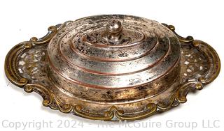 Silver Plated Covered Dishes, Pottery Planter and Lacquerware Tray