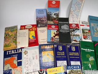 Selection of European Travel Maps and Books