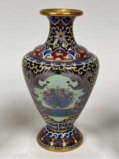 Four (4) Enamel Painted Items Including Cloisonne Vase. 