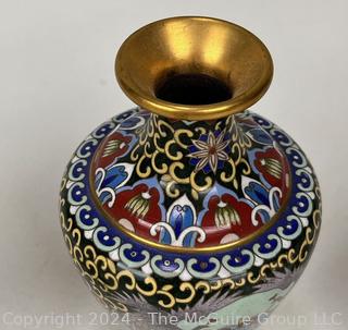 Four (4) Enamel Painted Items Including Cloisonne Vase. 