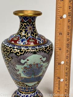 Four (4) Enamel Painted Items Including Cloisonne Vase. 