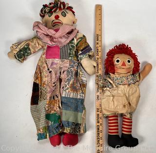 Two (2) Dolls Including Raggedy Ann by Knickerbocker and Clown 36"