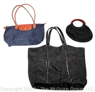 Three (3)  Handbags Including Longchamp Tote