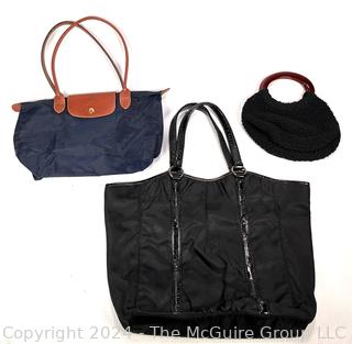 Three (3)  Handbags Including Longchamp Tote