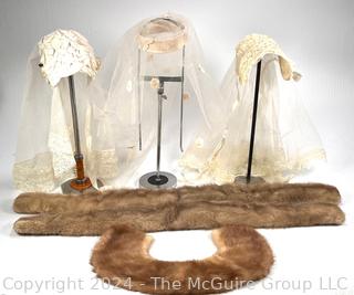 Three (3) Tulle Headbands and Fur Coat Collars