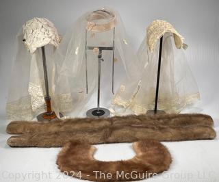 Three (3) Tulle Headbands and Fur Coat Collars