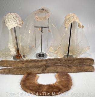 Three (3) Tulle Headbands and Fur Coat Collars