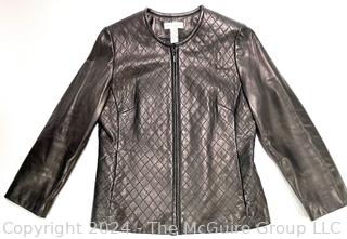 Black Women's Quilted Leather Jacket Size 4