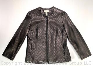 Black Women's Quilted Leather Jacket Size 4