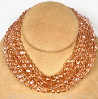 Six (6) Strand Cut Crystal Bead Necklace by Ledo 