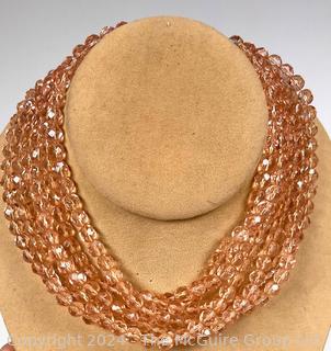 Six (6) Strand Cut Crystal Bead Necklace by Ledo 