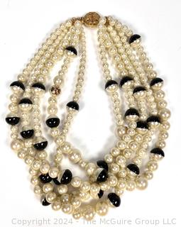 Multi Strand Faux Pearl Necklace By Tory Burch