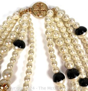 Multi Strand Faux Pearl Necklace By Tory Burch