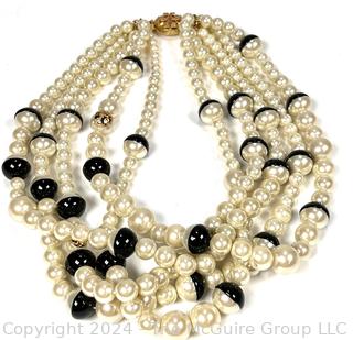 Multi Strand Faux Pearl Necklace By Tory Burch