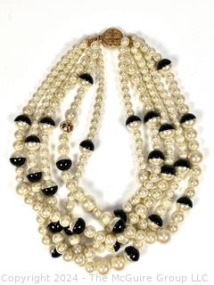 Multi Strand Faux Pearl Necklace By Tory Burch