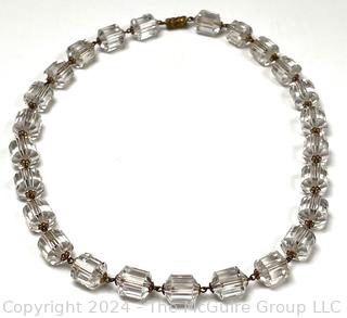 Clear Cut Crystal Glass Bead Necklace