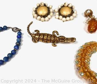 Group of Costume Jewelry Including a Crocodile Brooch by Alva