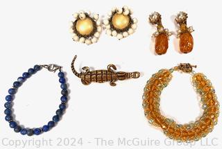 Group of Costume Jewelry Including a Crocodile Brooch by Alva