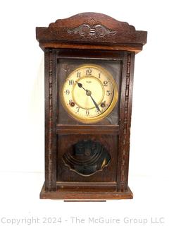 Royal Pendulum Wall Clock in Wood Case.  19" Tall