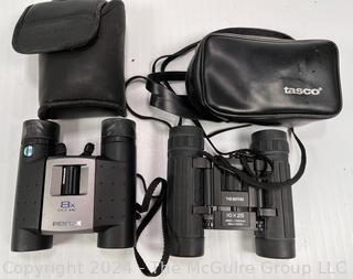 Two (2) Compact Binoculars and Travel Pouches. Pentax and Tasco