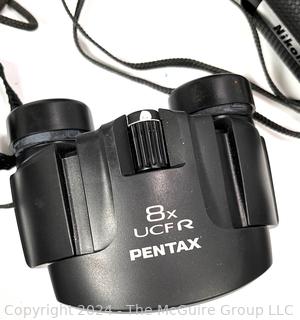 Three (3) Compact Binoculars: Nikon, Pentax, Carson and a Monocular