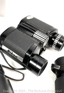 Three (3) Compact Binoculars: Nikon, Pentax, Carson and a Monocular