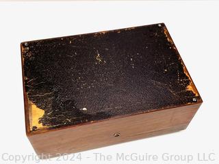 Wooden Humidor Box with Brass Monogram Plate.  11.5 x 7.5"