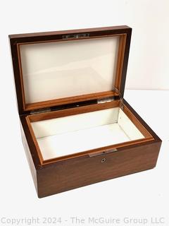 Wooden Humidor Box with Brass Monogram Plate.  11.5 x 7.5"