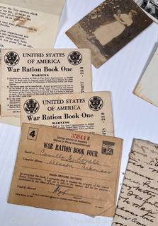 WW II Era Memorabilia including V-Mail and Food Ration Books