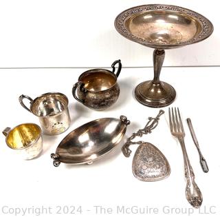 Assorted Sterling Weighing 315 grams + Weighted Stemware at 300 grams