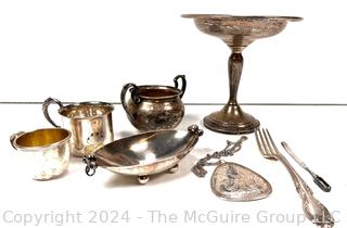 Assorted Sterling Weighing 315 grams + Weighted Stemware at 300 grams