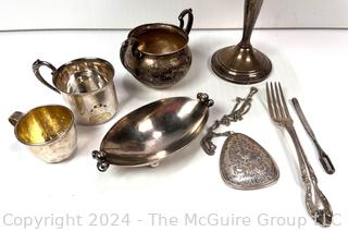 Assorted Sterling Weighing 315 grams + Weighted Stemware at 300 grams