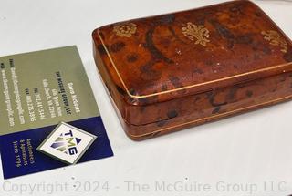 Group Including Leather Box, Jack Knives, Lamp Covers, Glass Egg, Glass Dish and Scarf