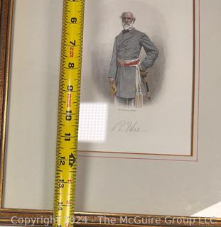 Framed Under Glass of Colored Engraving of General Robert E. Lee. 12 x 15"