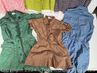 Six (6) Vintage Girl's Dresses and Uniforms Including Brownie, Girl Scout and Gym