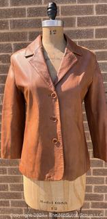 Woman's Brown Vera Pelle Leather Jacket Made in Italy, Size 44 Small