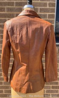 Woman's Brown Vera Pelle Leather Jacket Made in Italy, Size 44 Small