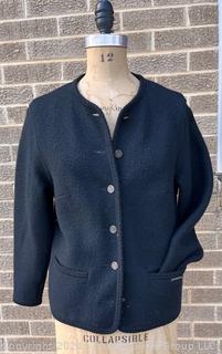 Black Boiled Wool Geiger Walking Jacket Size 36 Small