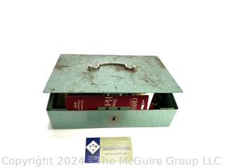 Metal Lock Box with Pens, Refills and Office Supplies