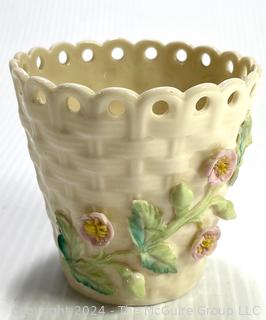 Belleek Basketweave Porcelain Vase.  3.5" T x 4" W