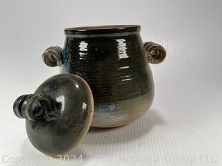 Hand Thrown Glazed Pottery Jar with Lid