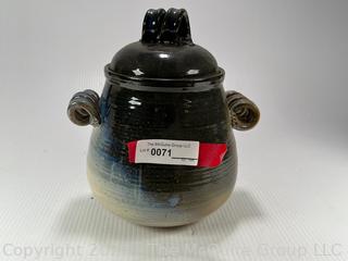 Hand Thrown Glazed Pottery Jar with Lid