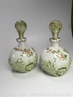 Porcelain Boudoir Decanters, Tray and Ormolu Powder Box and Brush (not shown)