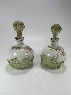 Porcelain Boudoir Decanters, Tray and Ormolu Powder Box and Brush (not shown)