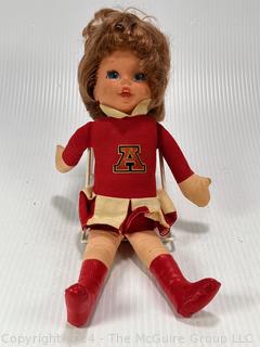 Arkansas Razorbacks Cheerleader Talking Pull String Doll by Mattel, 1970. Measures 12"