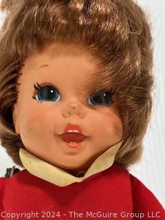 Arkansas Razorbacks Cheerleader Talking Pull String Doll by Mattel, 1970. Measures 12"