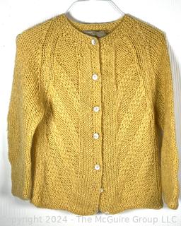 Women's Famelia Frappe Yellow Cardigan Sweater, Mohair Blend 