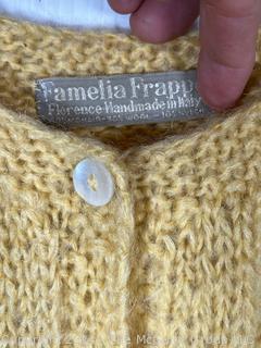 Women's Famelia Frappe Yellow Cardigan Sweater, Mohair Blend 