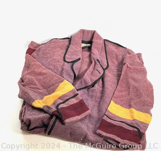 Men's Purple with Yellow Stripes Wool Beacon Blanket Robe.  Includes Belt